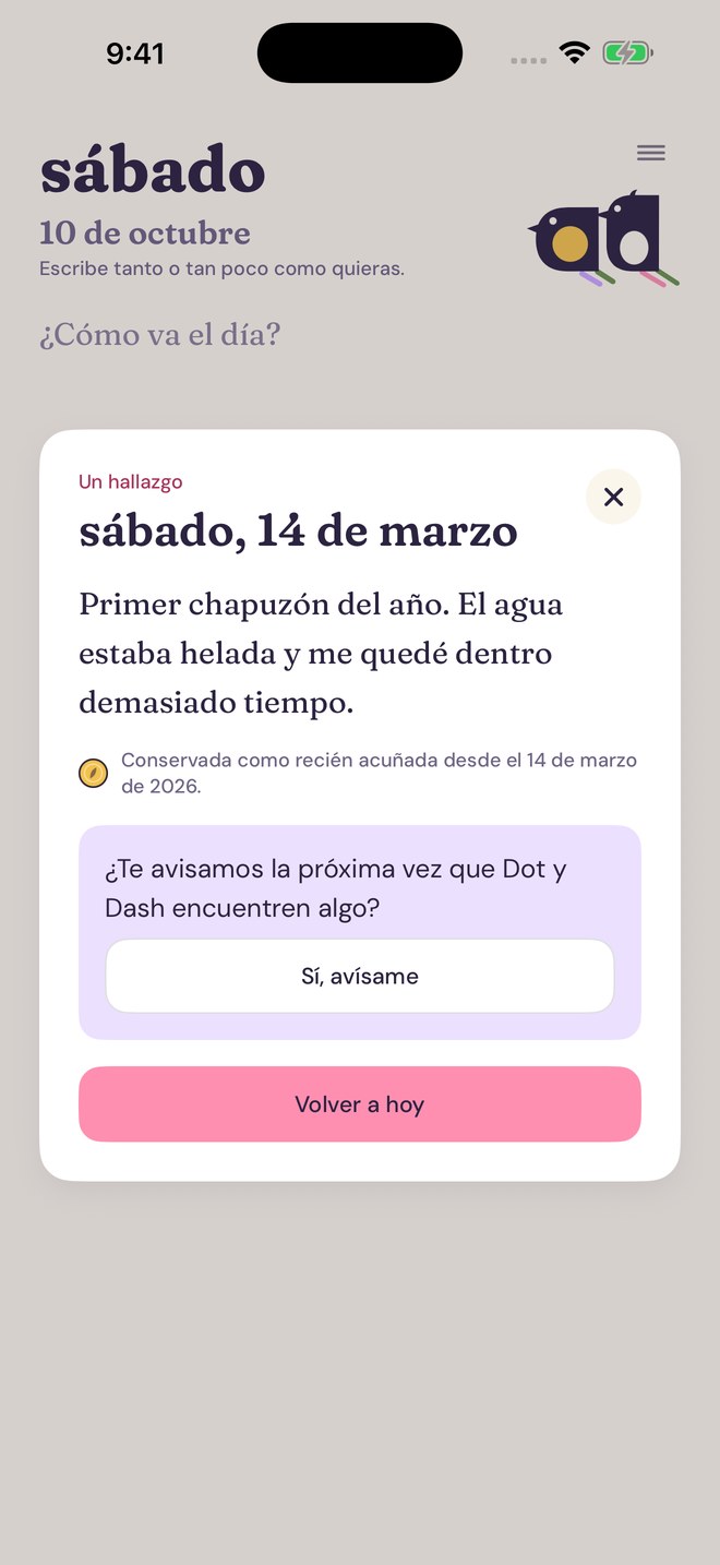 Un hallazgo: una página antigua de un martes, que Dot y Dash trajeron de vuelta.
